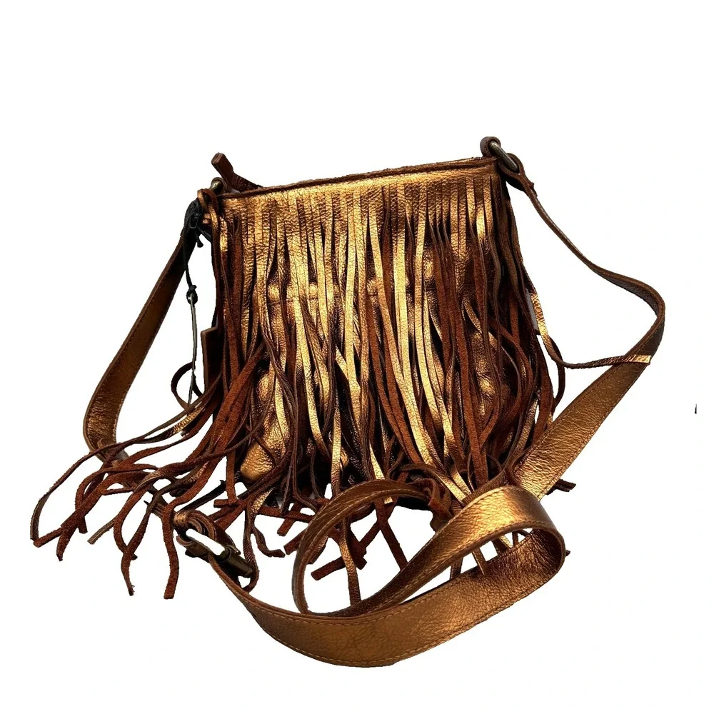 Idyllwind Womens Camarillo Metallic Fringe Suede Crossbody Bag Western Rodeo NEW - Picture 8 of 14